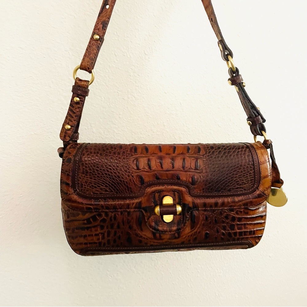 Brahmin flap turn-lock shoulder bag